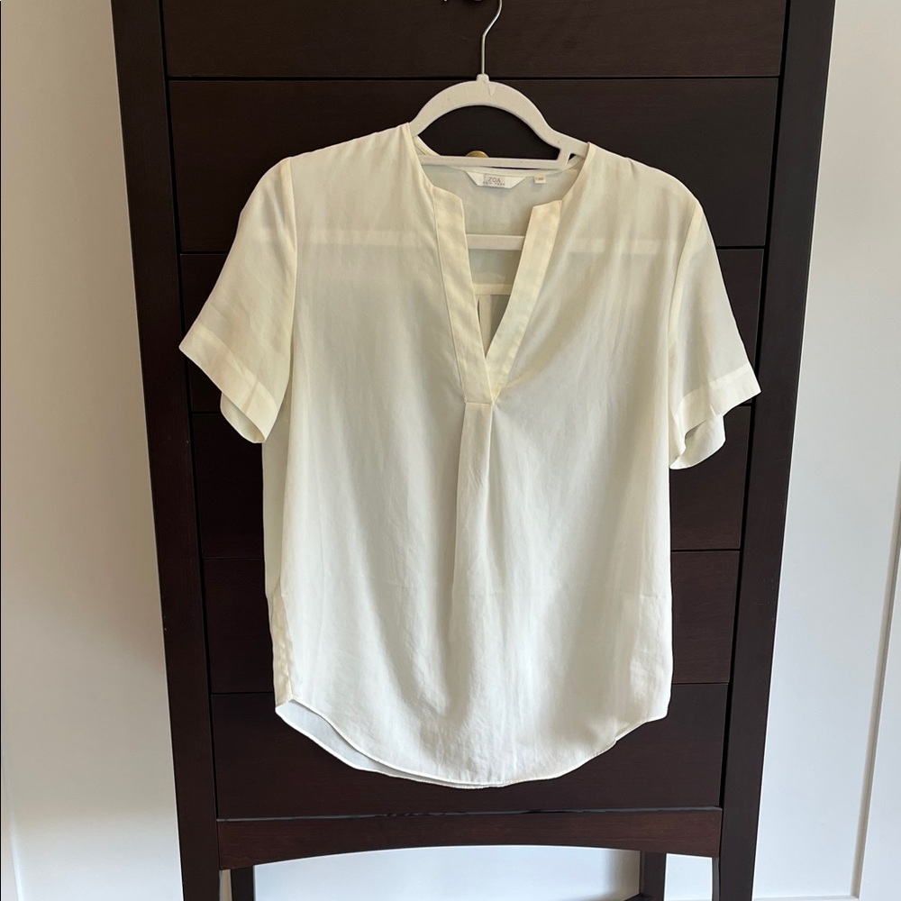 Elegant Cream Short Sleeve Blouse